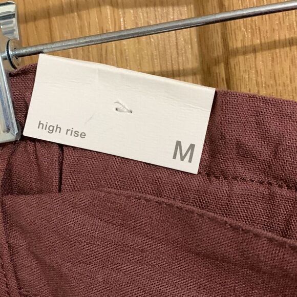 Maurices Linen Ankle Pants Brown Paper Bag High Rise 29” Leg - Picture 6 of 9